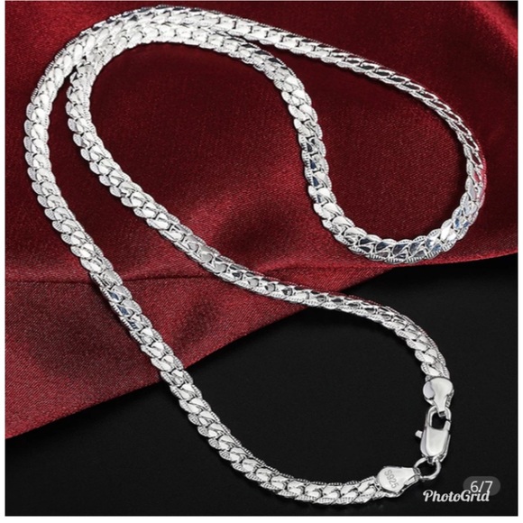 2pc 6MM Full Sideways 925 Sterling Silver Necklace - Picture 5 of 8
